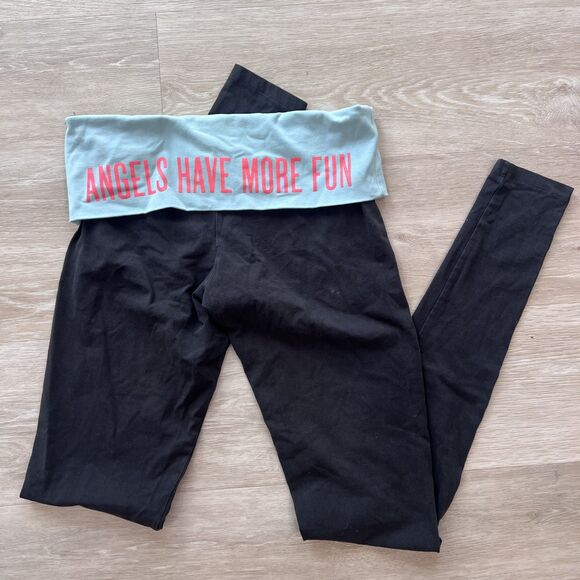 Y2K Victoria's Secret "Angels Have More Fun" Fold-Over Leggings-Size S - Picture 1 of 9